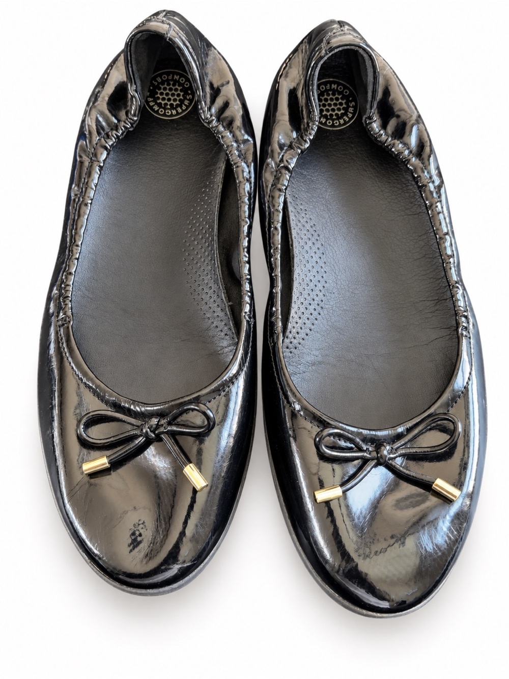 FitFlop Black Patent Bow Ballet Flats Size 8.5